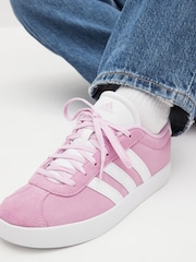adidas Pink/White Junior Sportswear VL Court Trainers - Image 2 of 3