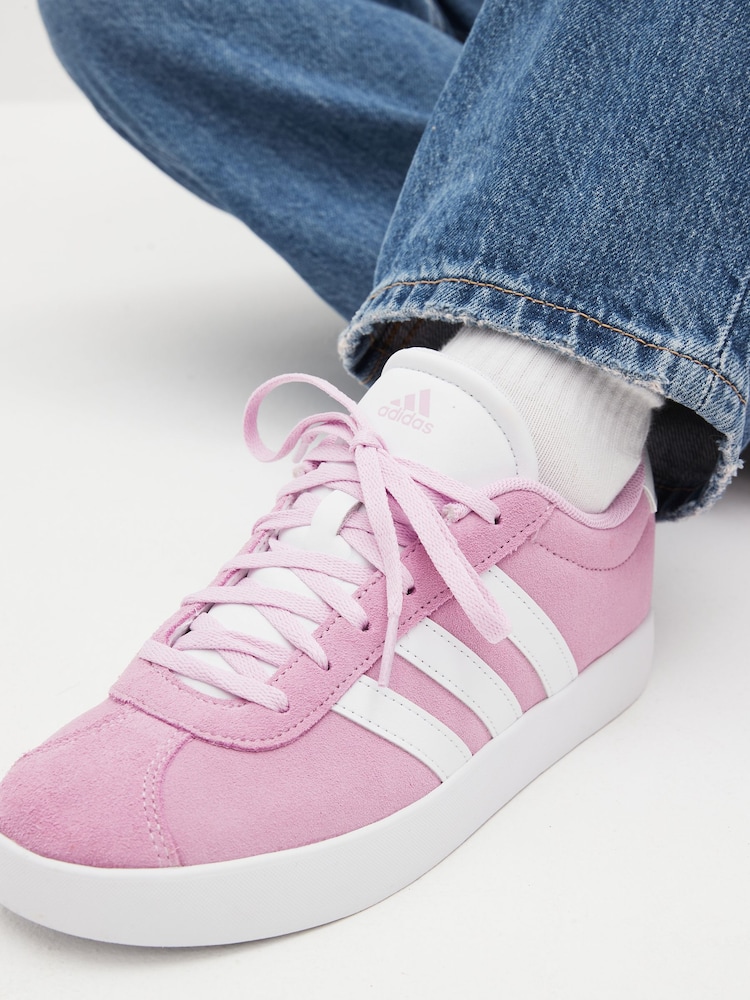 adidas Pink/White Junior Sportswear VL Court Trainers - Image 2 of 3