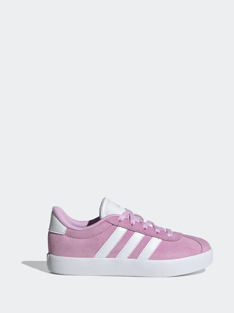 adidas Pink/White Junior Sportswear VL Court Trainers - Image 3 of 3 adidas Pink/White Junior Sportswear VL Court Trainers - Image 3 of 3