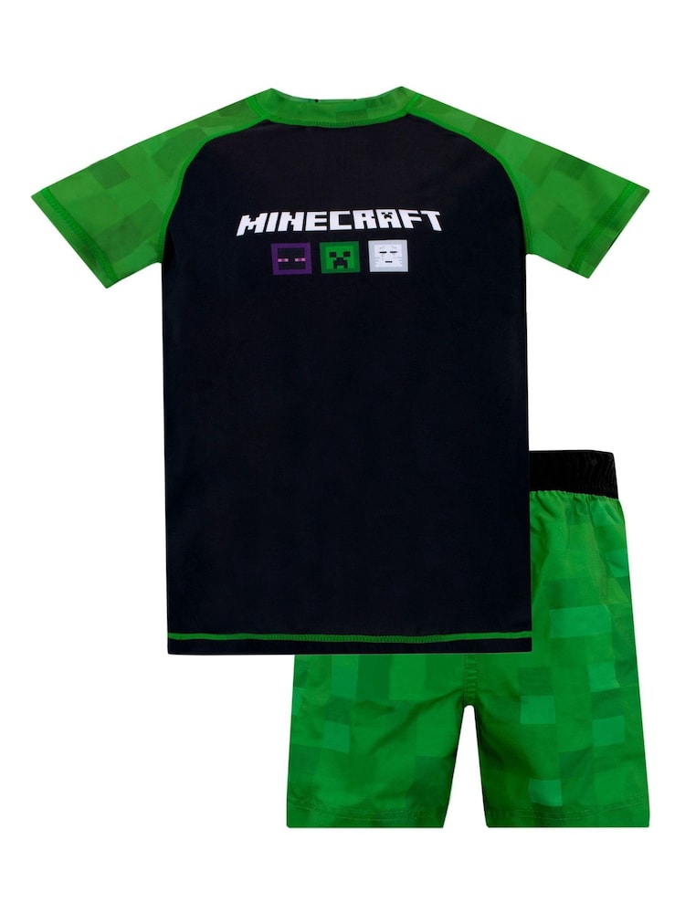Character Black/Green Minecraft 2 Piece Top & Shorts Set - Image 1 of 9