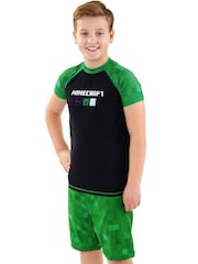 Character Black/Green Minecraft 2 Piece Top & Shorts Set - Image 7 of 9