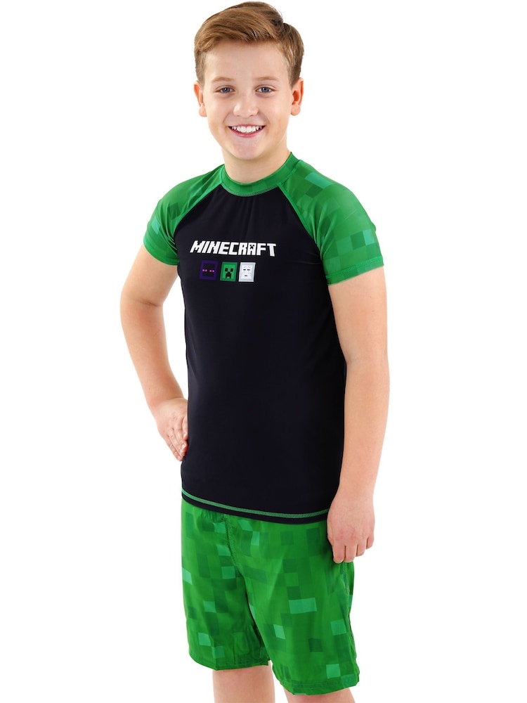 Character Black/Green Minecraft 2 Piece Top & Shorts Set - Image 7 of 9