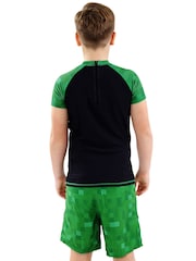 Character Black/Green Minecraft 2 Piece Top & Shorts Set - Image 8 of 9