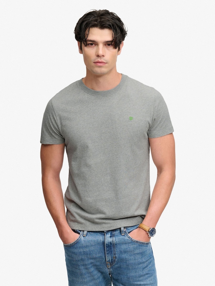 Superdry Grey Marl Essential SDCO Logo Embroidered T-Shirt - Image 1 of 6