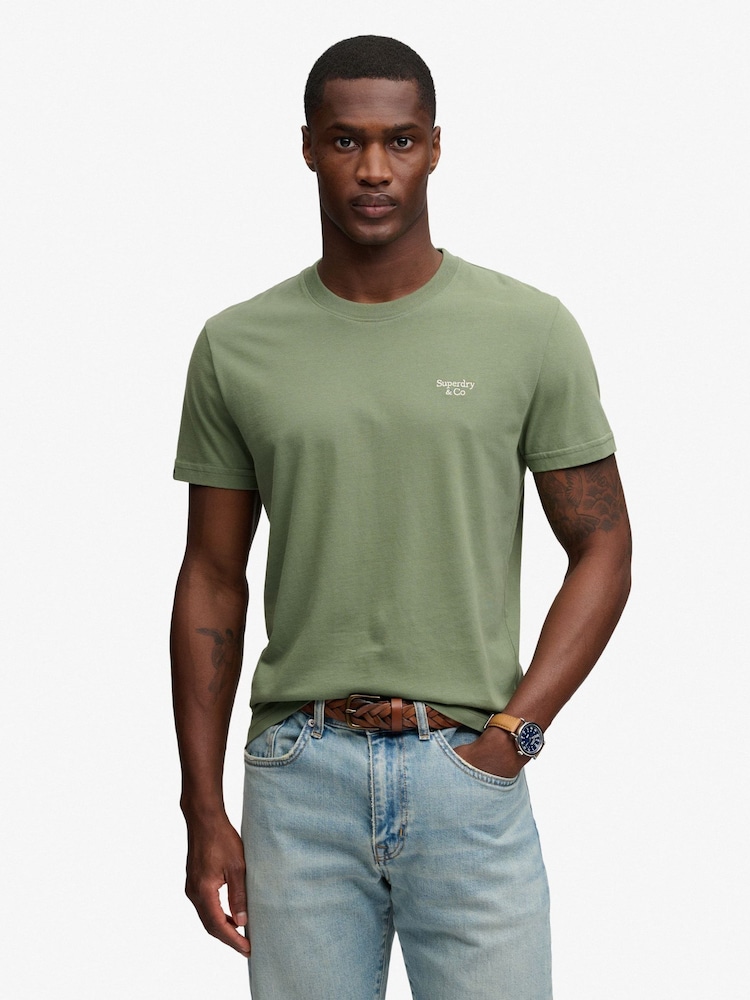 Verde - Camiseta básica con logotipo Serif bordado de Superdry - Imagen 1 de 6