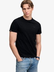 Superdry Black Essential Stacked Logo Embroidered T-Shirt - Image 1 of 7