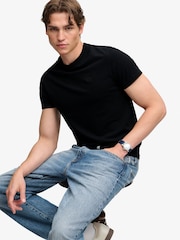 Superdry Black Essential Stacked Logo Embroidered T-Shirt - Image 4 of 7