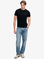 Superdry Black Essential Stacked Logo Embroidered T-Shirt - Image 5 of 7