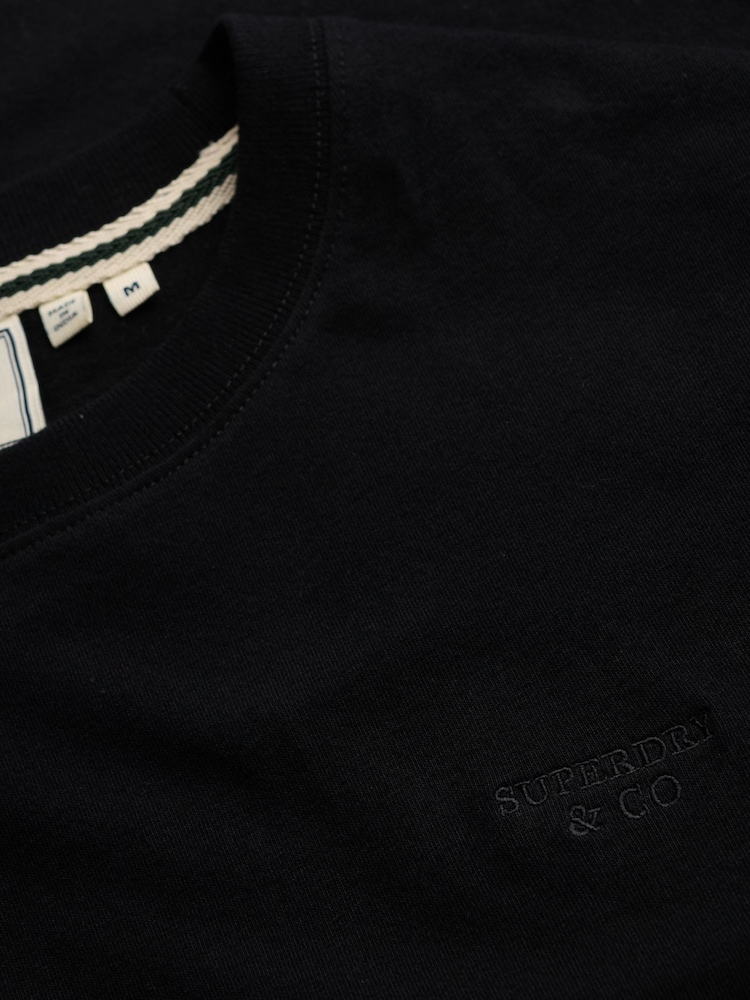 Superdry Black Essential Stacked Logo Embroidered T-Shirt - Image 7 of 7