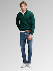 Superdry Green Essential Serif Logo Half Zip Sweat Top - Image 4 of 5