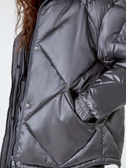 Roman Grey Diamond Quilted Puffer Coat - Image 5 of 5