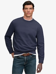 Superdry Blue Essential Stacked Logo Crew Neck Sweat Top - Image 2 of 6