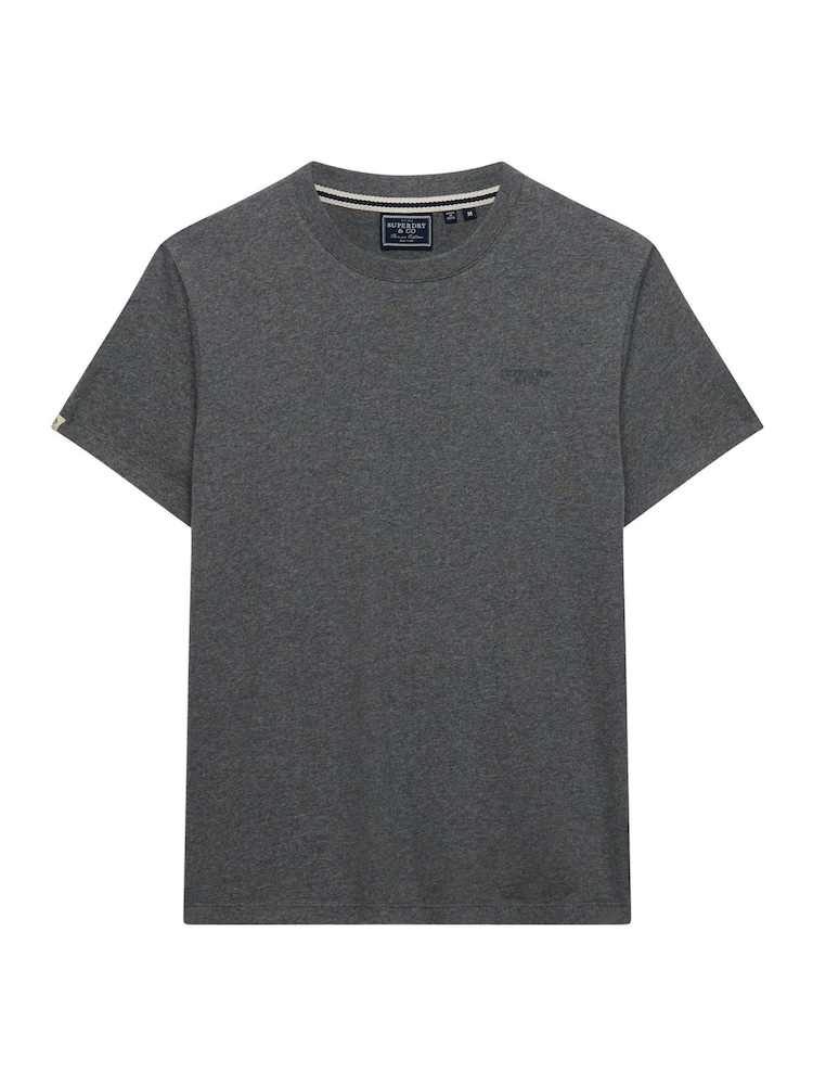 Superdry Grey Essential Stacked Logo Embroidered T-Shirt - Image 6 of 6