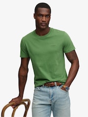 Superdry Light Green Essential Stacked Logo Embroidered T-Shirt - Image 3 of 5