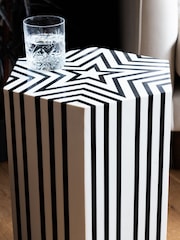 Rockett St George Black/White Mono Stripe Side Table - Image 2 of 3