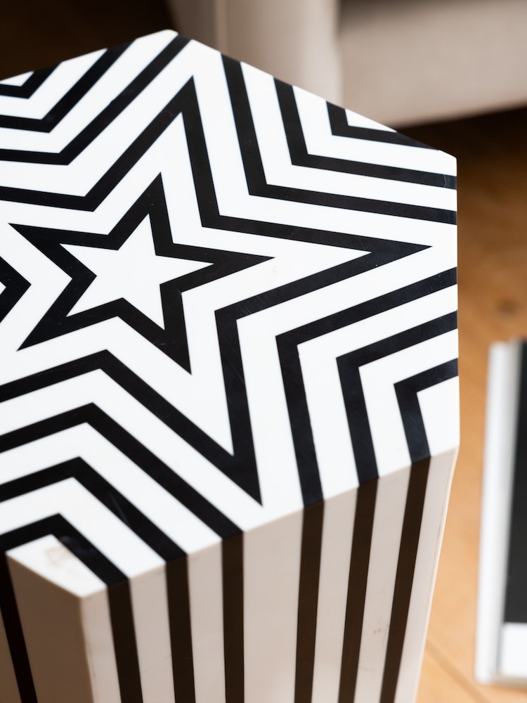 Rockett St George Black/White Mono Stripe Side Table - Image 3 of 3