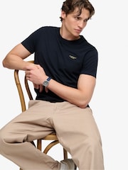 Superdry Blue Essential Stacked Logo Embroidered T-Shirt - Image 3 of 6