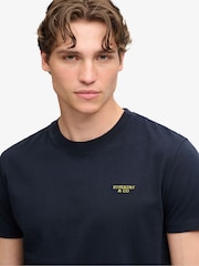 Superdry Blue Essential Stacked Logo Embroidered T-Shirt - Image 5 of 6