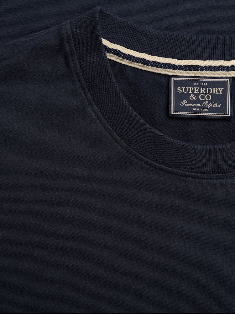Superdry Blue Essential Stacked Logo Embroidered T-Shirt - Image 6 of 6