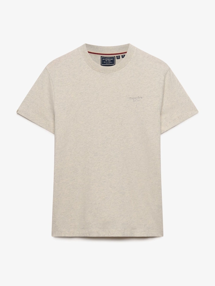 Superdry Grey Essential Serif Logo Embroidered T-Shirt - Image 6 of 6 Superdry Grey Essential Serif Logo Embroidered T-Shirt - Image 6 of 6