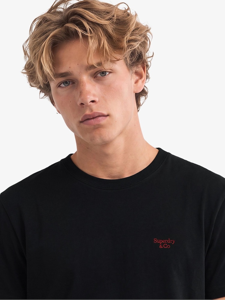 Negro - Camiseta básica con logotipo Serif bordado de Superdry - Imagen 1 de 6