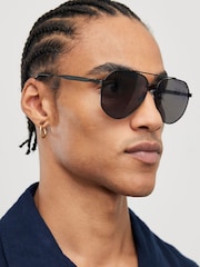 River Island Black Aviator Sunglasses - Image 1 of 4