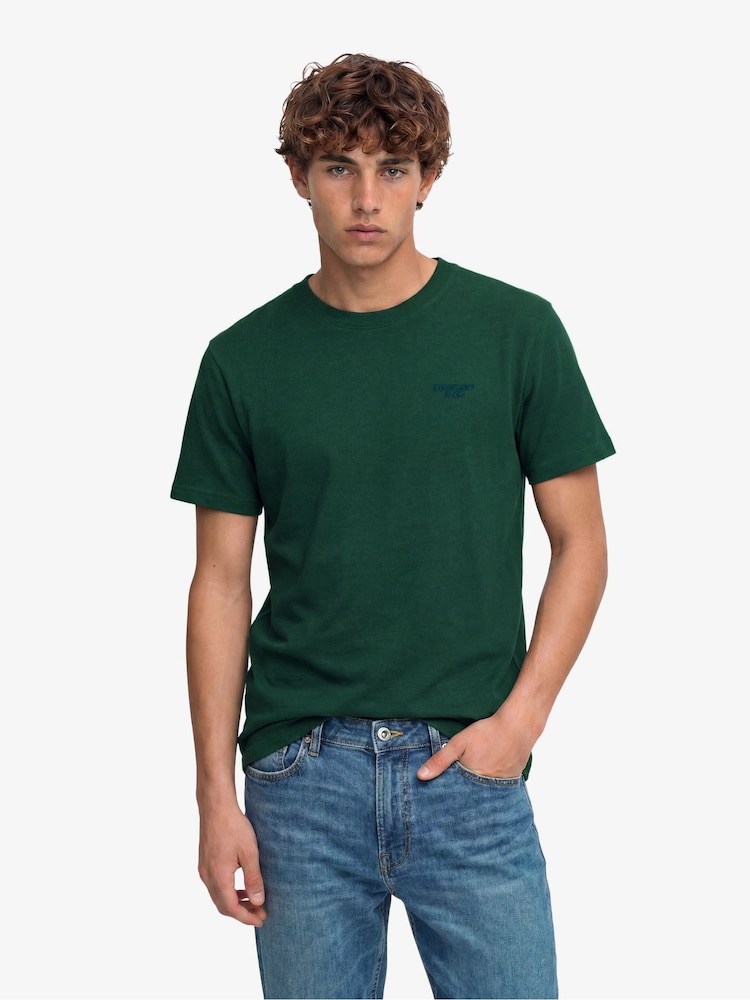 Superdry Green Essential Stacked Logo Embroidered T-Shirt - Image 1 of 5 Superdry Green Essential Stacked Logo Embroidered T-Shirt - Image 1 of 5