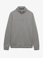 Superdry Grey Essential Serif Logo Half Zip Sweat Top - Image 1 of 2