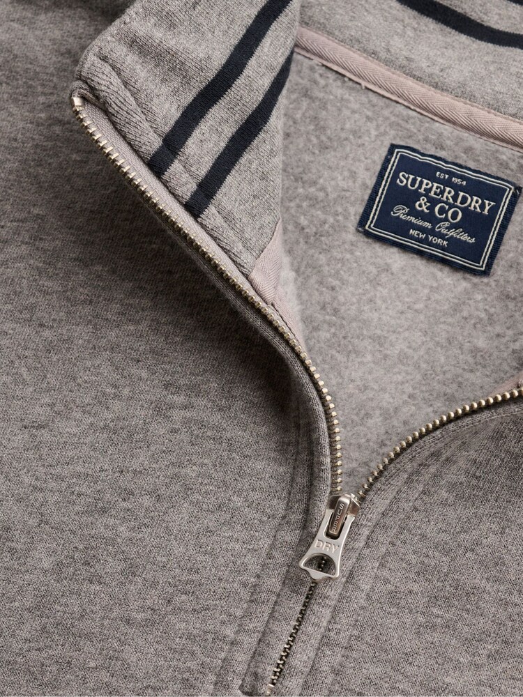 Superdry Grey Essential Serif Logo Half Zip Sweat Top - Image 7 of 7