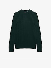 Superdry Green Cotton Cable Knit Crew Neck Jumper - Image 1 of 2