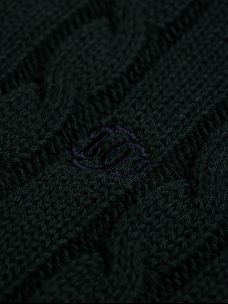 Superdry Green Cotton Cable Knit Crew Neck Jumper - Image 2 of 2