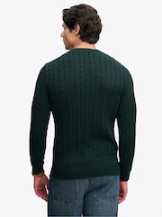 Superdry Green Cotton Cable Knit Crew Neck Jumper - Image 3 of 7