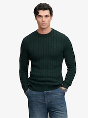 Superdry Green Cotton Cable Knit Crew Neck Jumper - Image 4 of 7