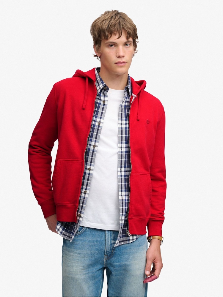 Rojo oscuro - Superdry Essential Sdco Logo Zip Hoodie - Imagen 1 de 6