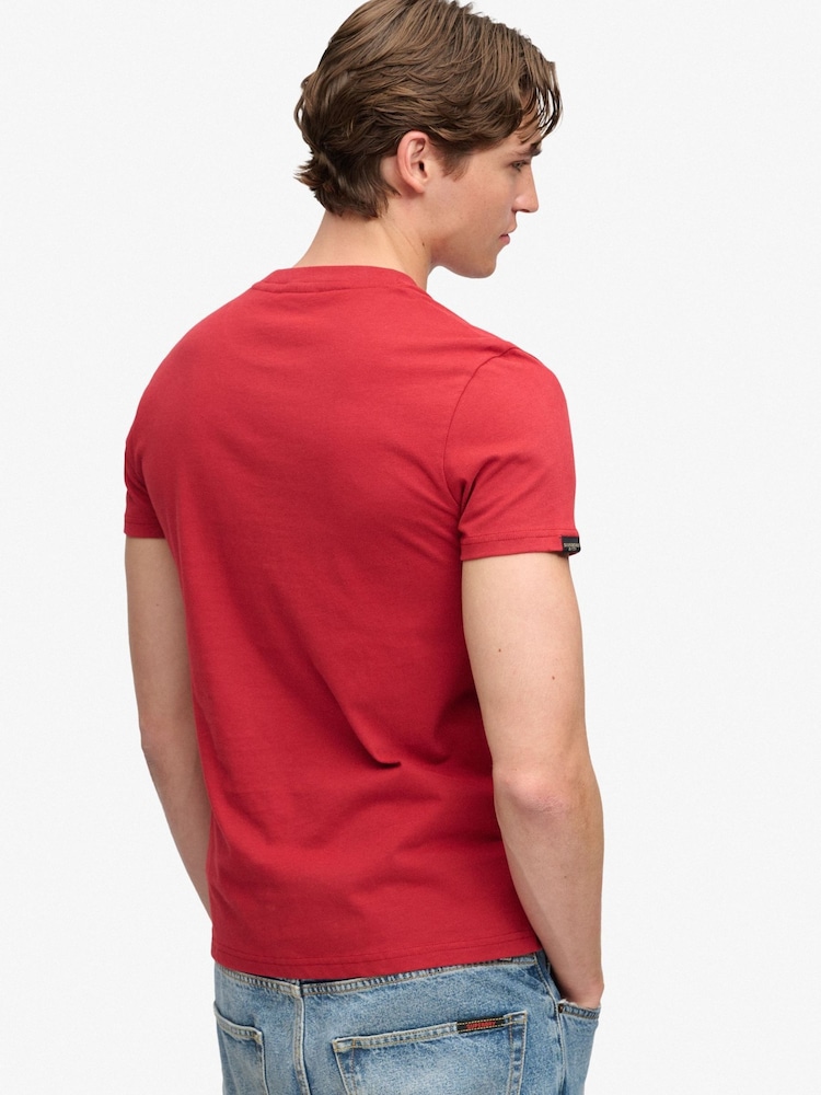 Superdry Red Essential SD&Co Logo Embroidered T-Shirt - Image 2 of 7