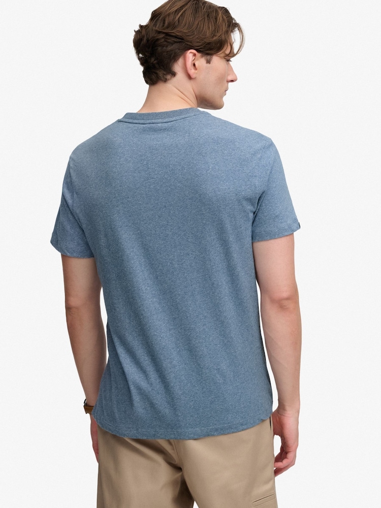 Superdry Blue Essential Stacked Logo Embroidered T-Shirt - Image 2 of 7