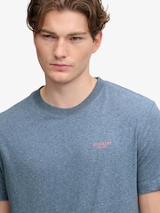 Superdry Blue Essential Stacked Logo Embroidered T-Shirt - Image 3 of 7
