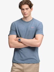 Superdry Blue Essential Stacked Logo Embroidered T-Shirt - Image 4 of 7