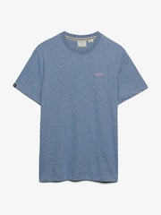 Superdry Blue Essential Stacked Logo Embroidered T-Shirt - Image 6 of 7