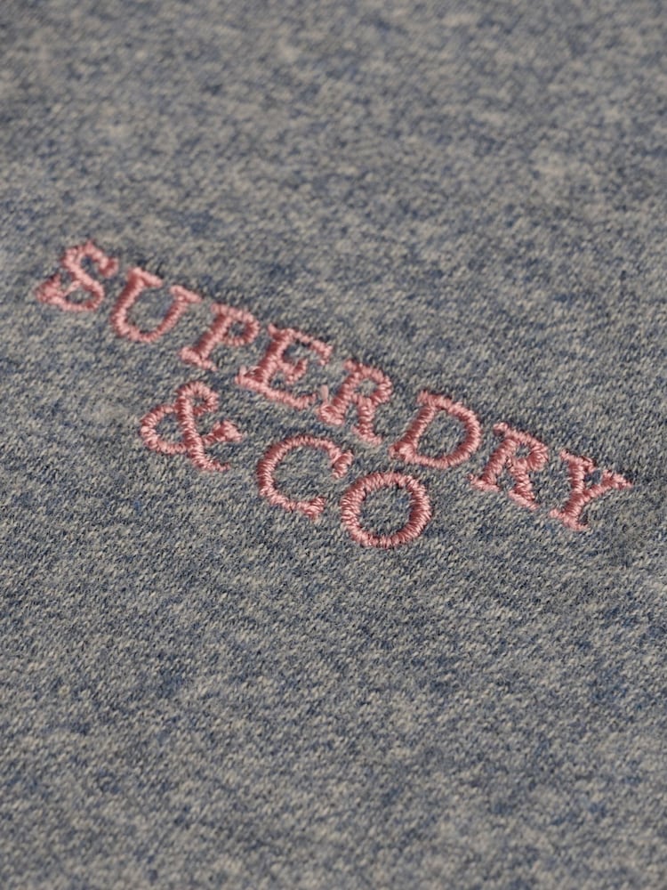 Superdry Blue Essential Stacked Logo Embroidered T-Shirt - Image 7 of 7