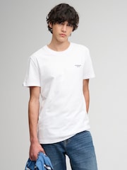 Superdry White Essential Stacked Logo Embroidered T-Shirt - Image 1 of 6