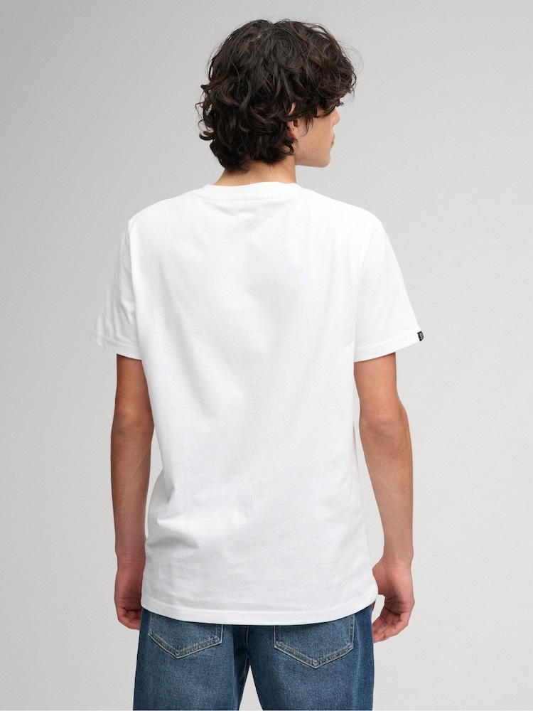 Superdry White Essential Stacked Logo Embroidered T-Shirt - Image 2 of 6 Superdry White Essential Stacked Logo Embroidered T-Shirt - Image 2 of 6