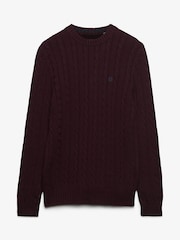 Superdry Red Cotton Cable Knit Crew Neck Jumper - Image 1 of 2