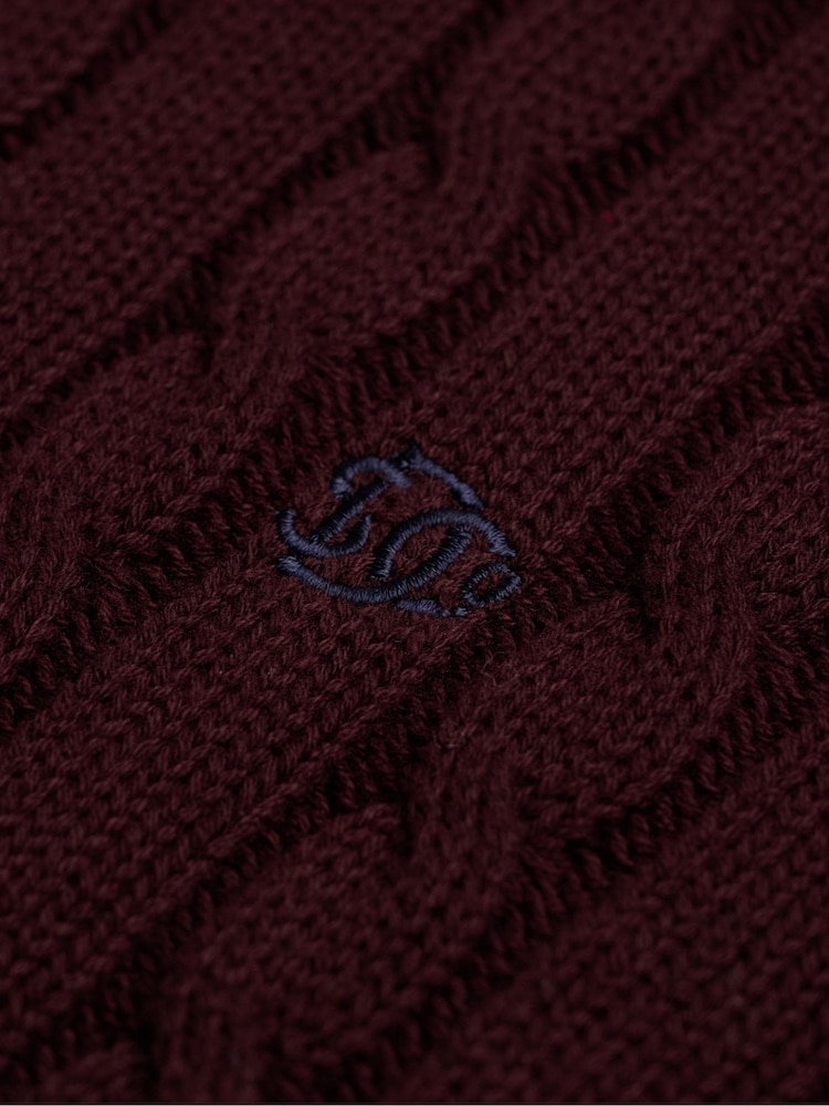 Superdry Red Cotton Cable Knit Crew Neck Jumper - Image 2 of 2