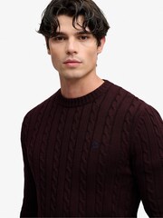 Superdry Red Cotton Cable Knit Crew Neck Jumper - Image 5 of 7
