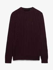 Superdry Red Cotton Cable Knit Crew Neck Jumper - Image 6 of 7