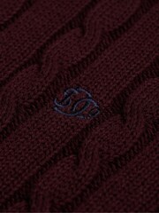 Superdry Red Cotton Cable Knit Crew Neck Jumper - Image 7 of 7
