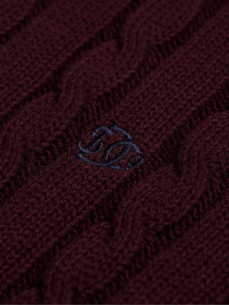 Superdry Red Cotton Cable Knit Crew Neck Jumper - Image 7 of 7