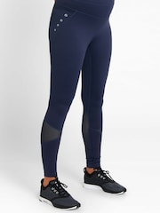 JoJo Maman Bébé Navy Mesh Panel Performance Maternity Workout Leggings - Image 1 of 2