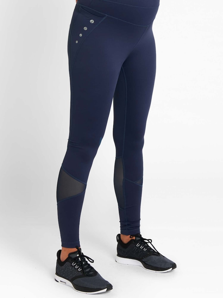 JoJo Maman Bébé Navy Mesh Panel Performance Maternity Workout Leggings - Image 1 of 2